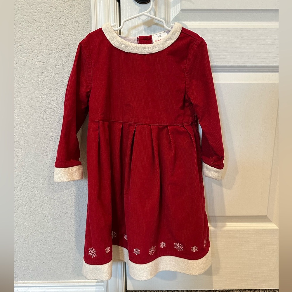 Hanna Andersson Red Christmas Snowflake Holiday Dress Size 5